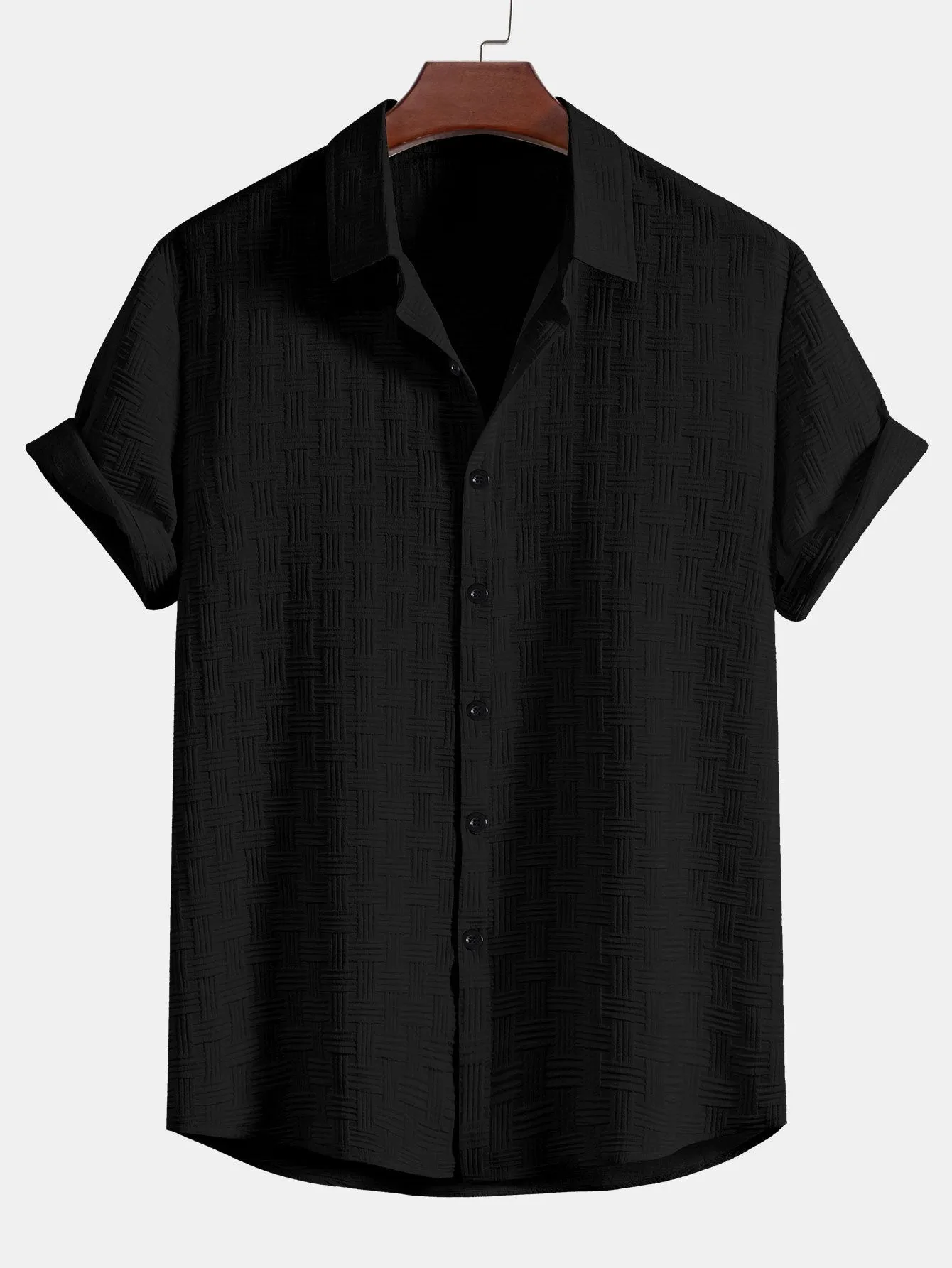 Stripe Jacquard Button Up Shirt sold by Hoooyi product image thumbnail 2
