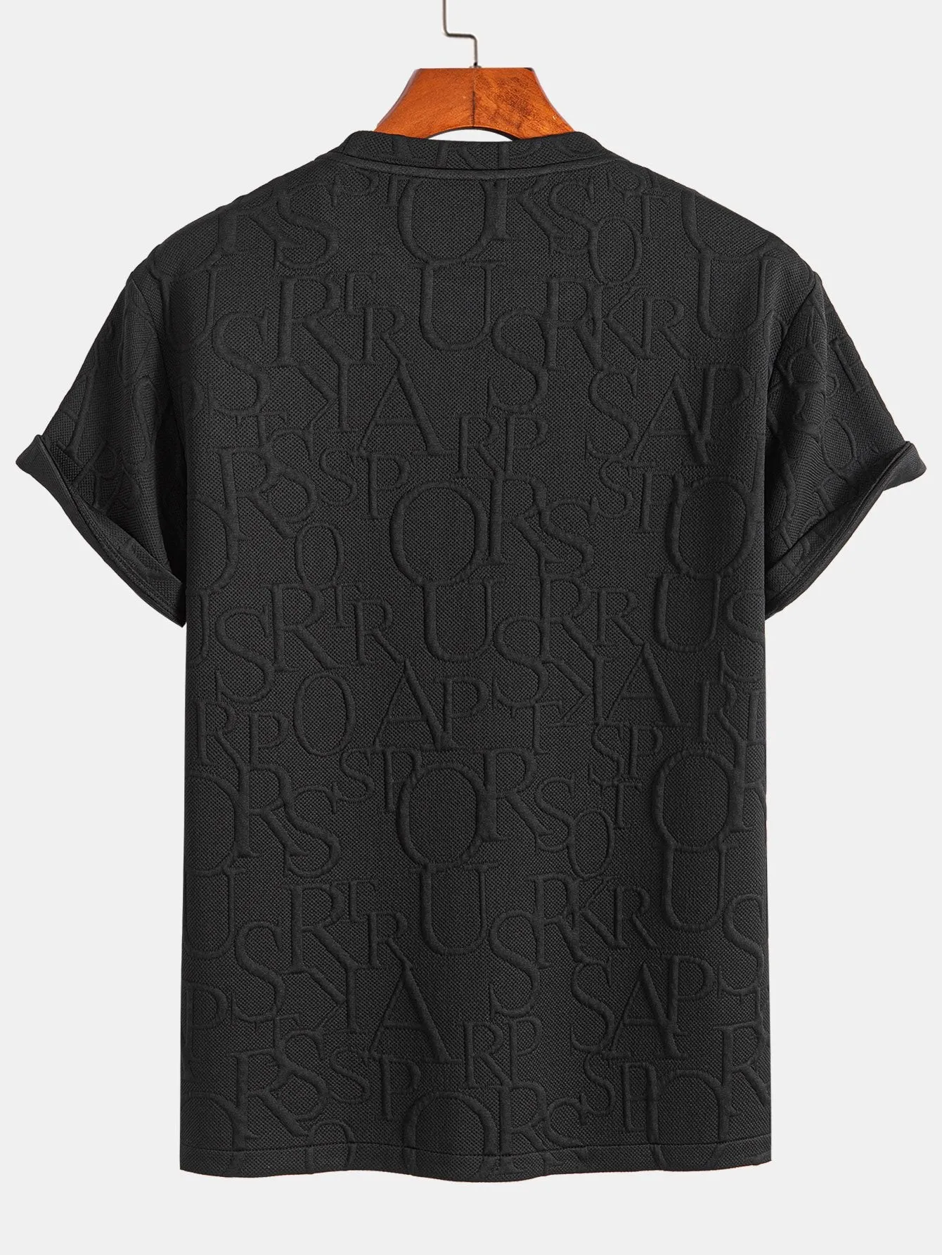 Short Sleeve Letter Jacquard T-Shirt sold by Hoooyi product image thumbnail 4