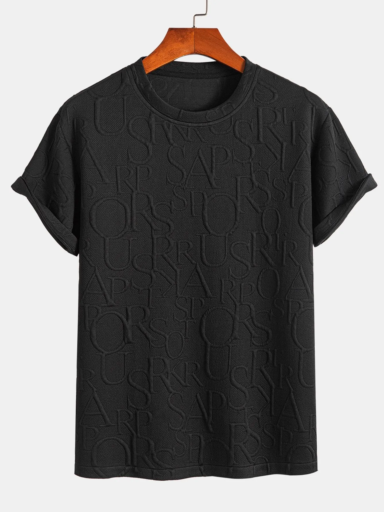 Short Sleeve Letter Jacquard T-Shirt sold by Hoooyi product image thumbnail 3