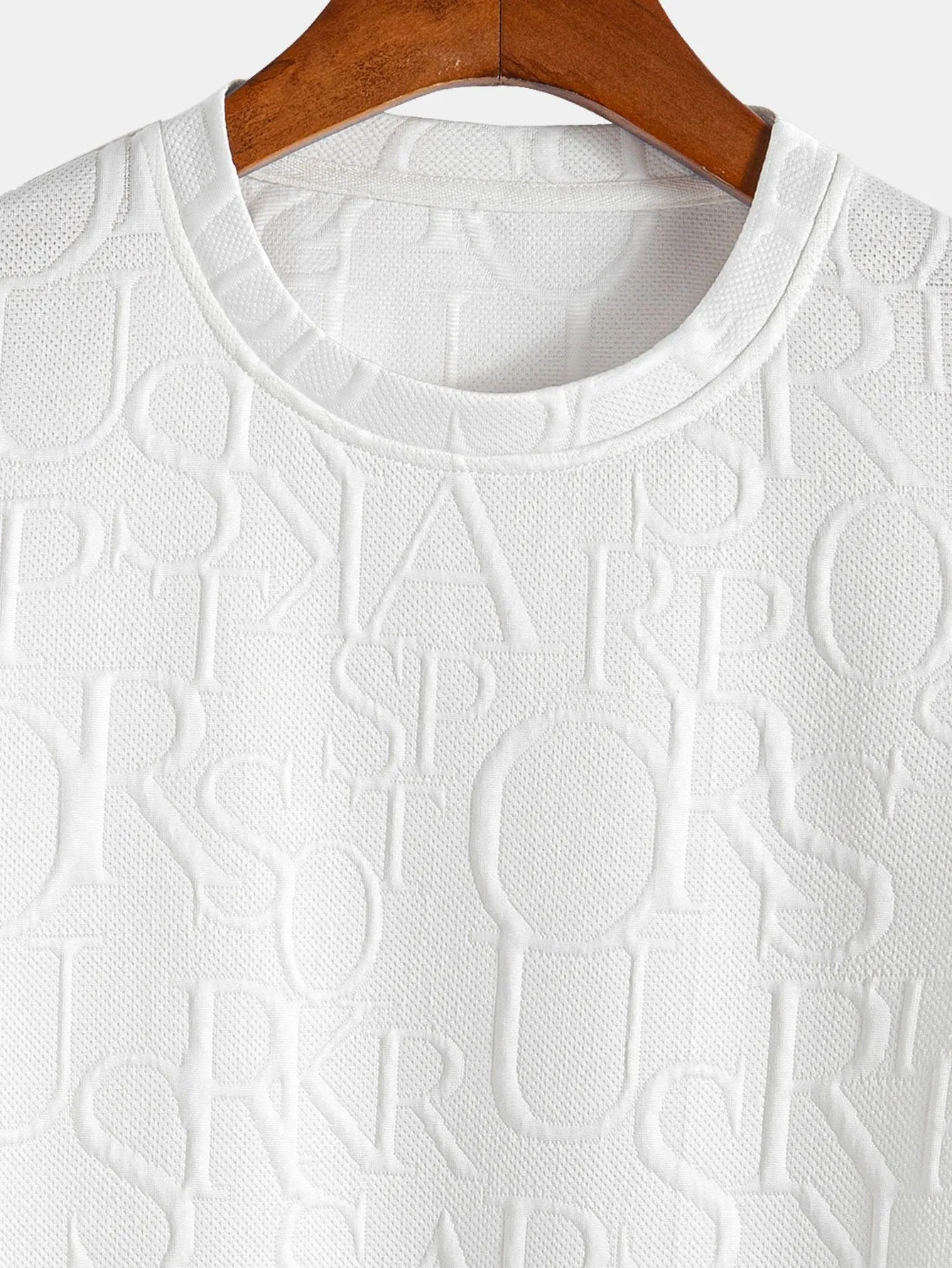 Short Sleeve Letter Jacquard T-Shirt sold by Hoooyi product image thumbnail 5