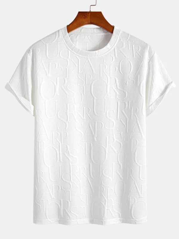 Short Sleeve Letter Jacquard T-Shirt sold by Hoooyi