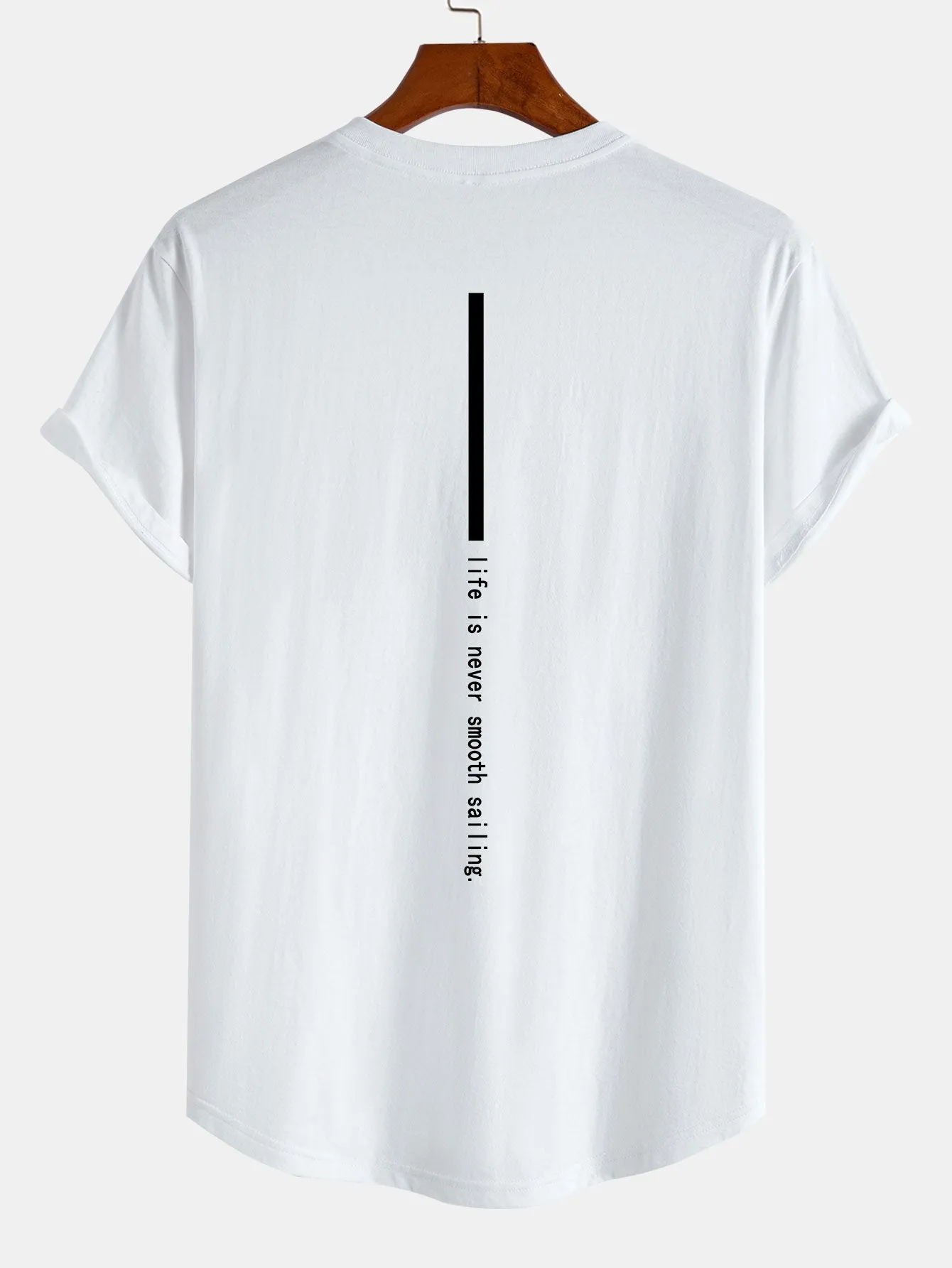 Slogan Back Print Cotton Arc Hem T-Shirt sold by Hoooyi product image thumbnail 3