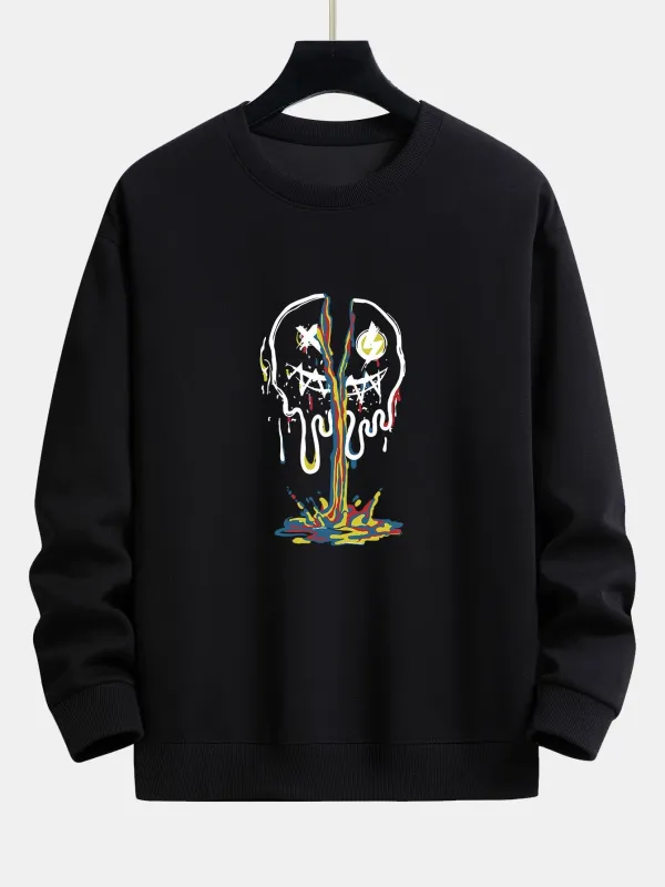 Colorful Dissolving Smiley Print Relax Fit Sweatshirt made by Hoooyi