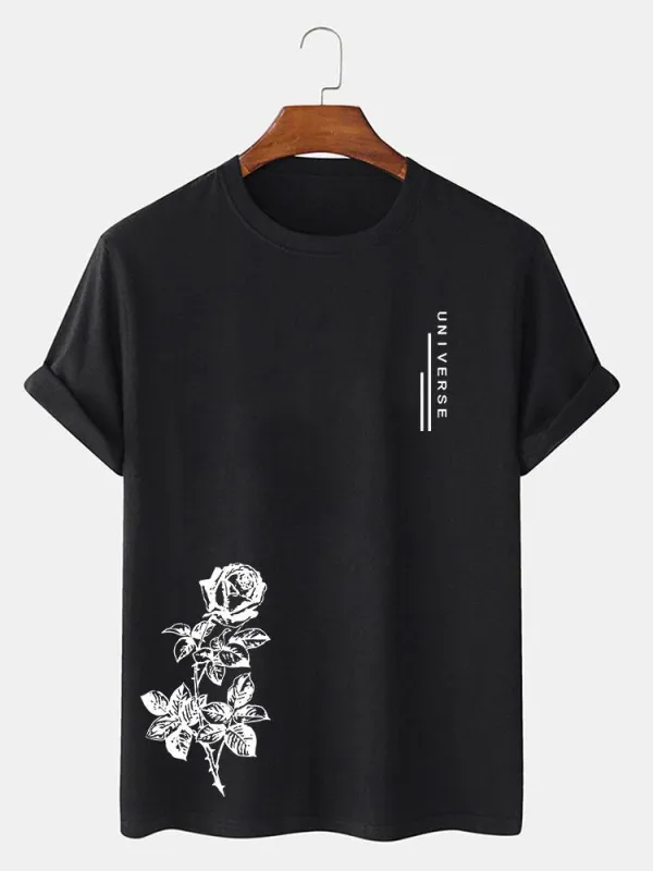 Rose Slogan Print T-Shirt sold by Hoooyi