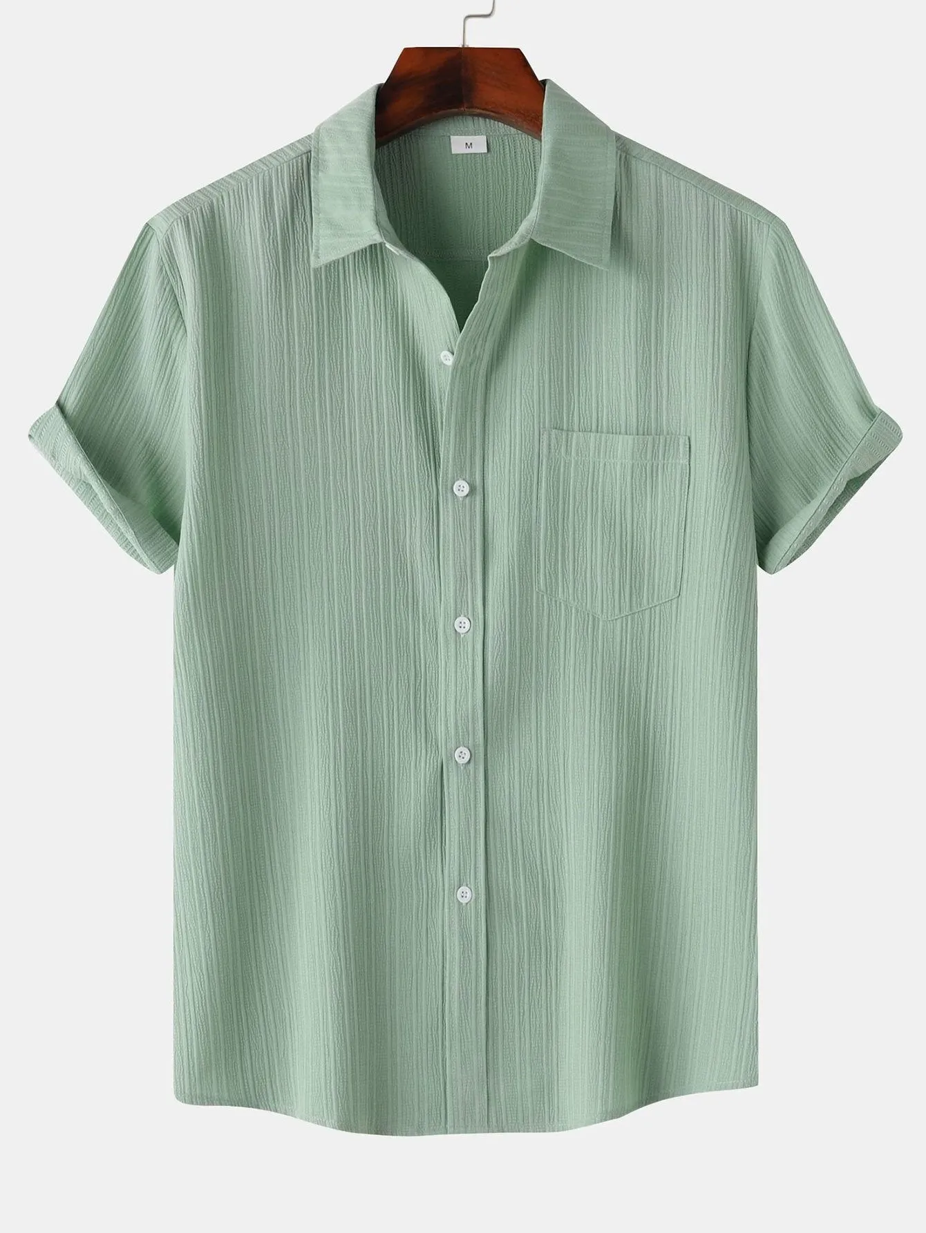 Textured Button Up Shirt sold by Hoooyi product image thumbnail 5