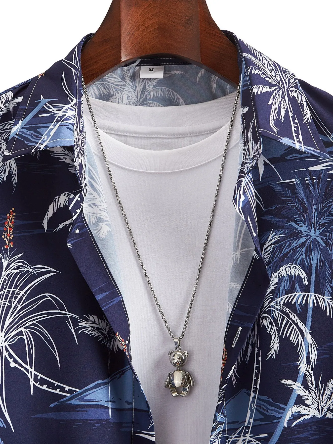 Palm Tree Print Button Up Shirt sold by Hoooyi product image thumbnail 3