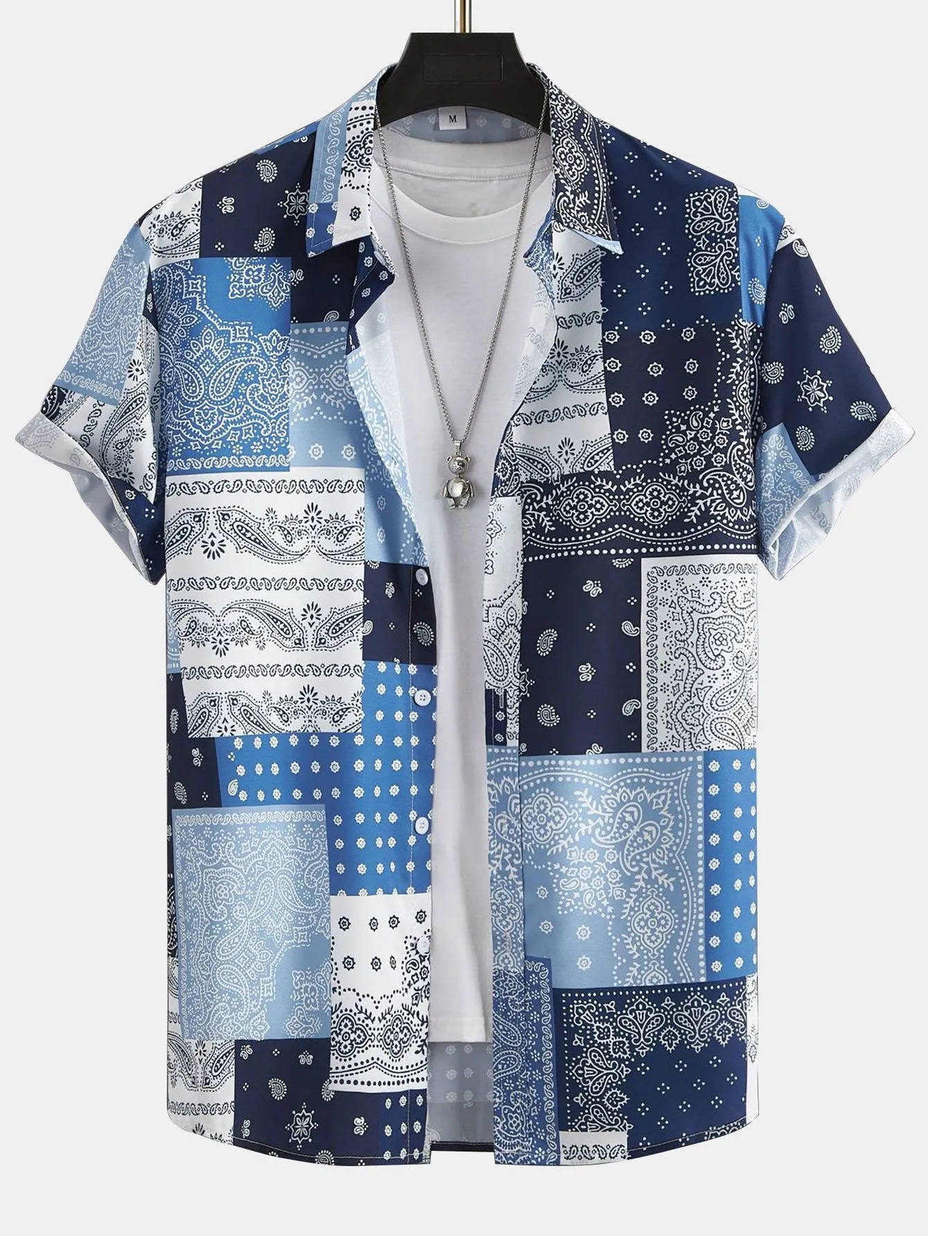 Paisley Patchwork Print Button Up Shirt #Random Pattern Design# sold by Hoooyi