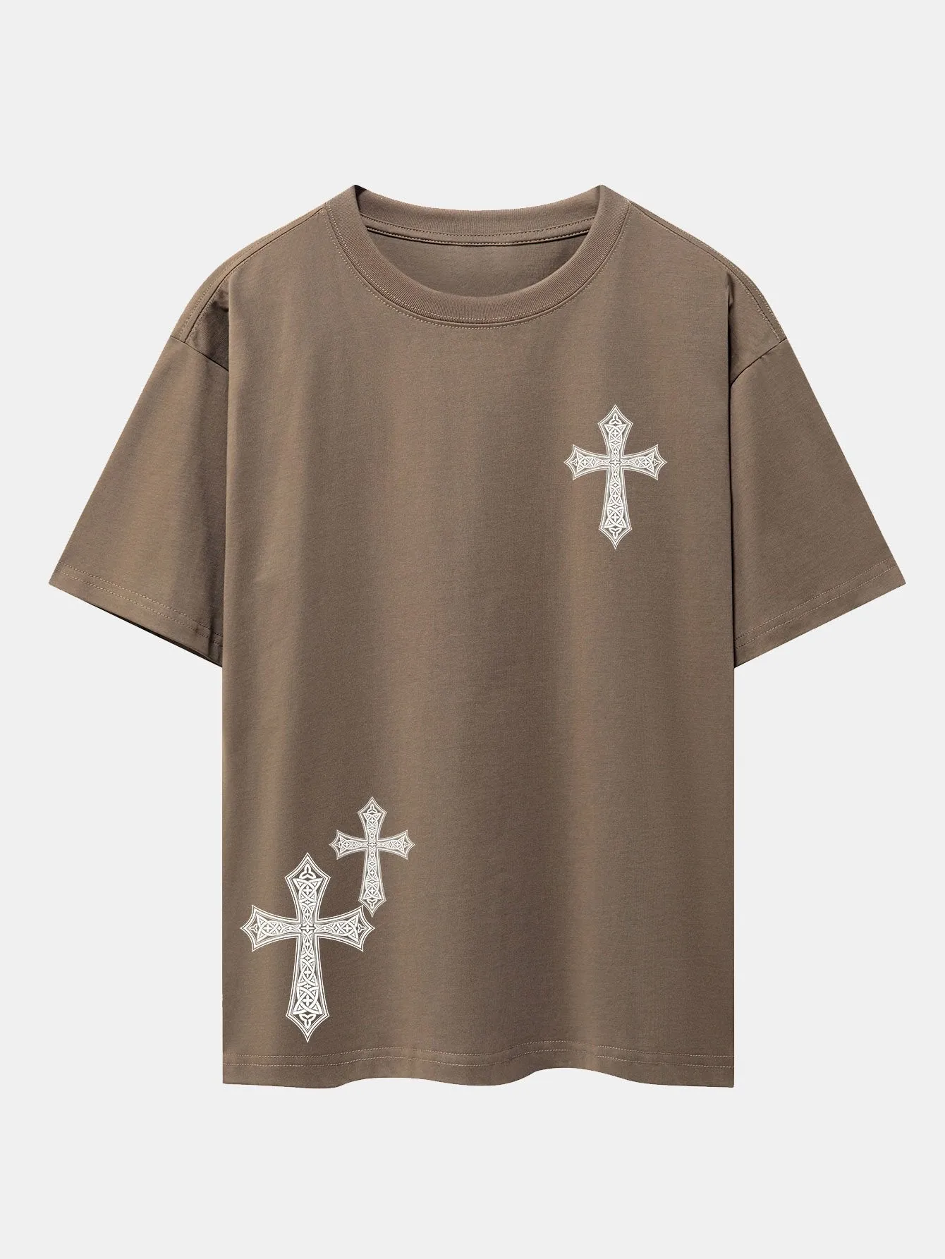 Ornamental Cross Print Drop Shoulder Oversize T-Shirt sold by Hoooyi product image thumbnail 5