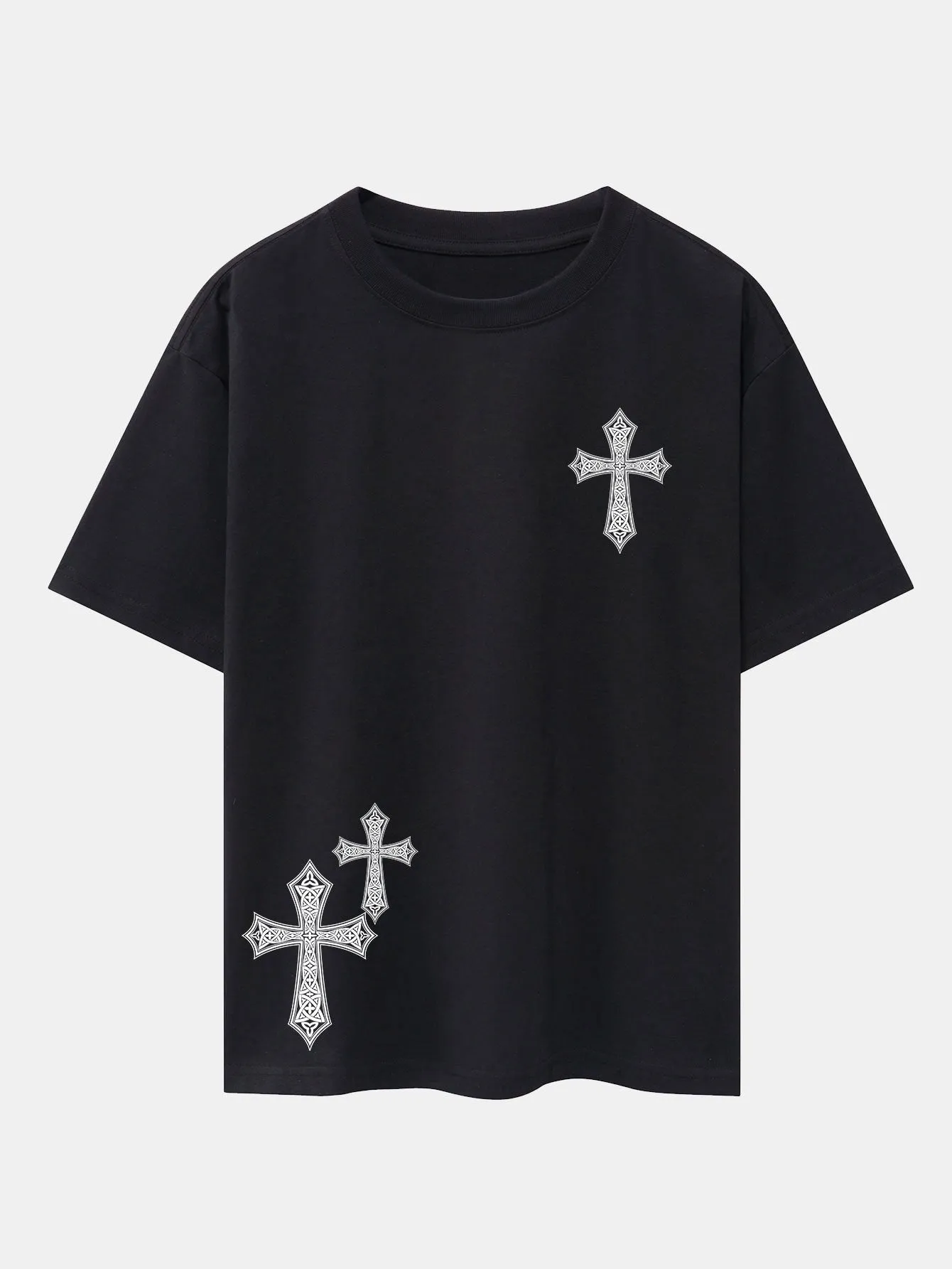 Ornamental Cross Print Drop Shoulder Oversize T-Shirt sold by Hoooyi product image thumbnail 2