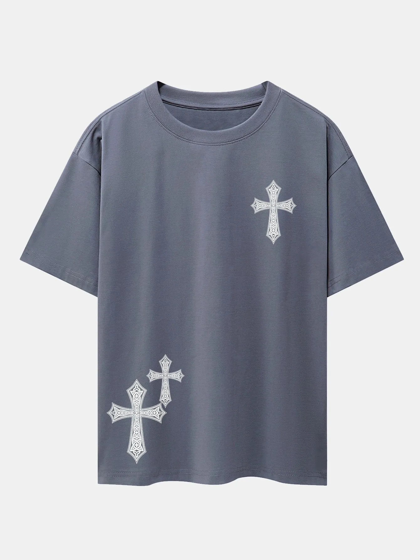 Ornamental Cross Print Drop Shoulder Oversize T-Shirt sold by Hoooyi product image thumbnail 3