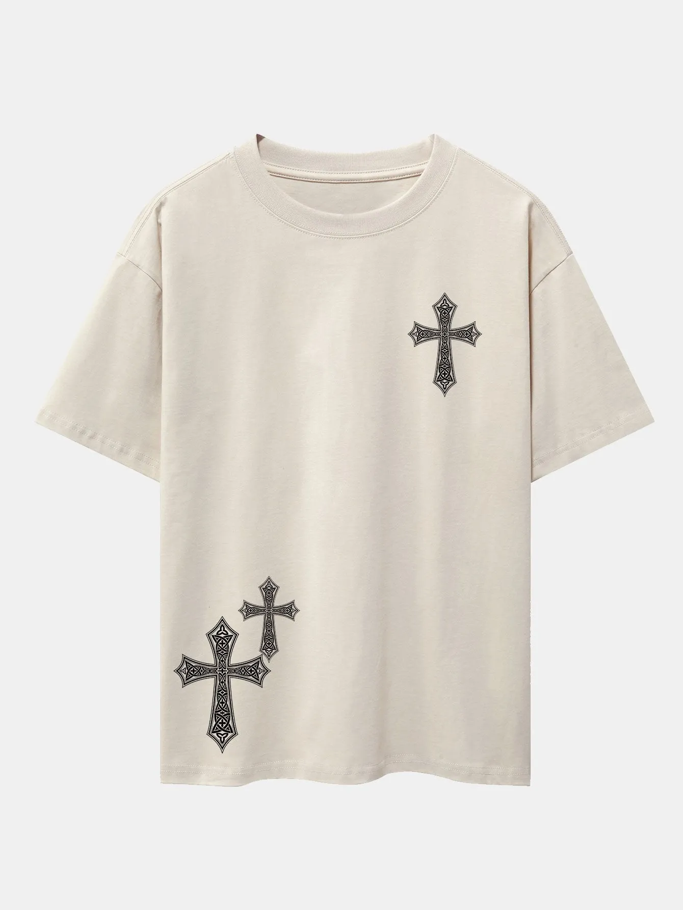 Ornamental Cross Print Drop Shoulder Oversize T-Shirt sold by Hoooyi product image thumbnail 4
