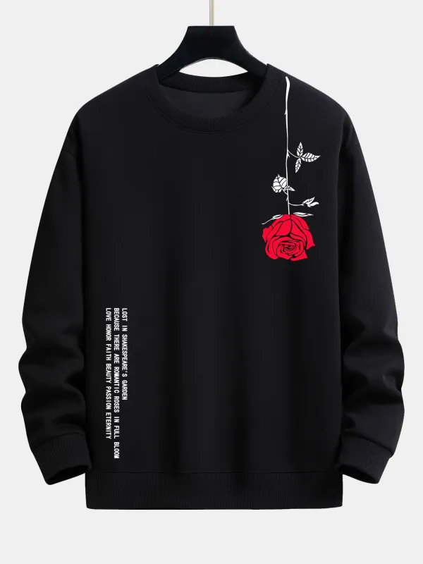 Slogan Rose Print Relax Fit Sweatshirt sold by Hoooyi
