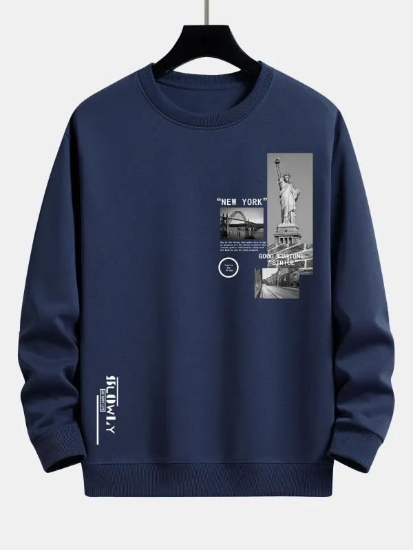 New York Architecture Print Relax Fit Sweatshirt made by Hoooyi