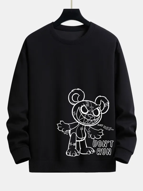 Slogan Cartoon Bear Print Relax Fit Sweatshirt sold by Hoooyi