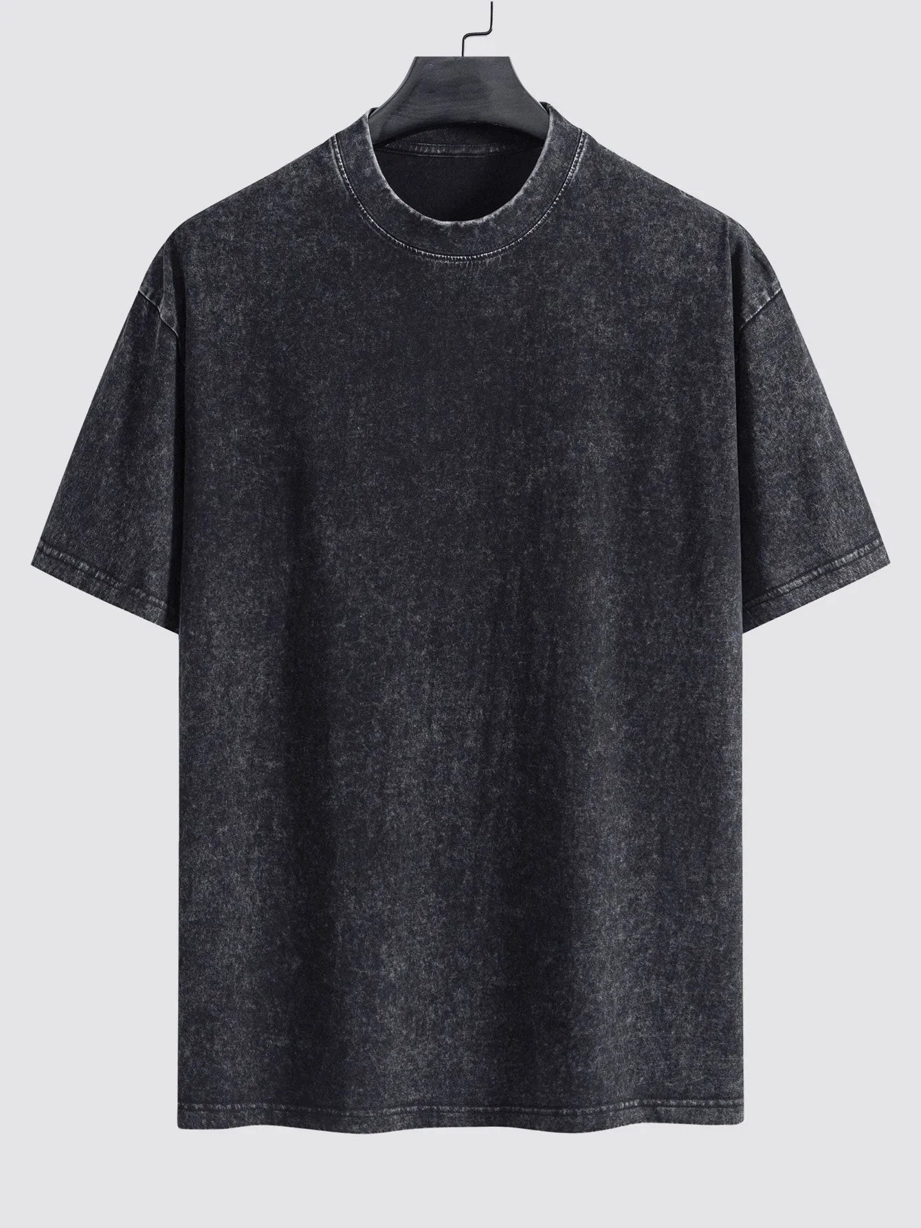 Basic Washed Distressed Drop Shoulder Oversize T-Shirt sold by Hoooyi