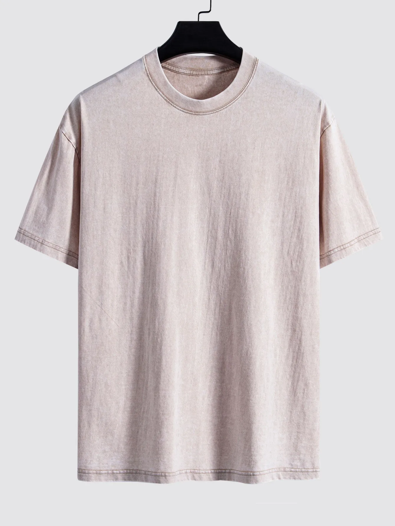 Basic Washed Distressed Drop Shoulder Oversize T-Shirt sold by Hoooyi product image thumbnail 5