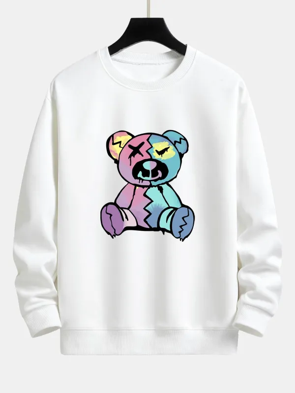 Colorful Bear Print Relax Fit Sweatshirt sold by Hoooyi