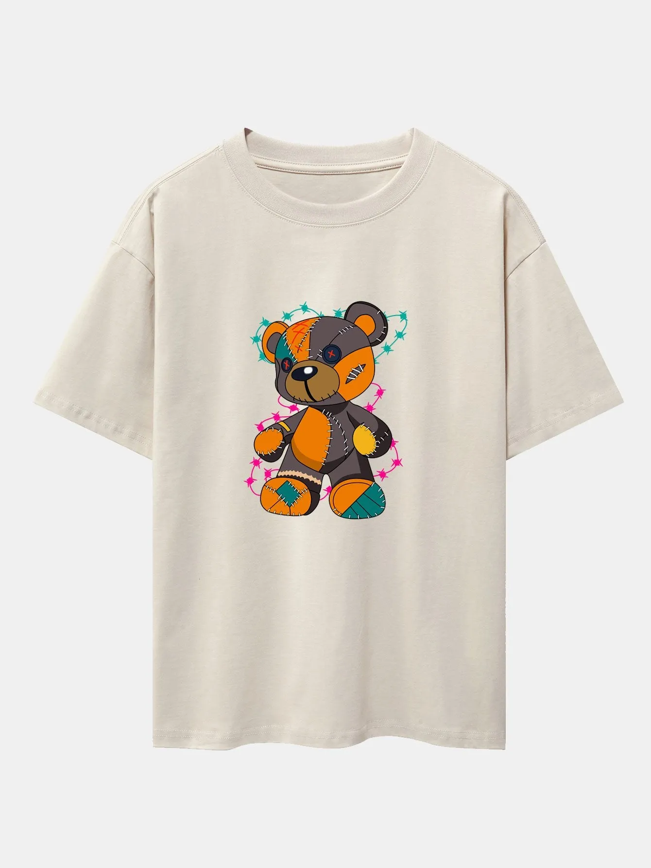 Tattered Bear Print Drop Shoulder Oversize T-Shirt sold by Hoooyi product image thumbnail 3