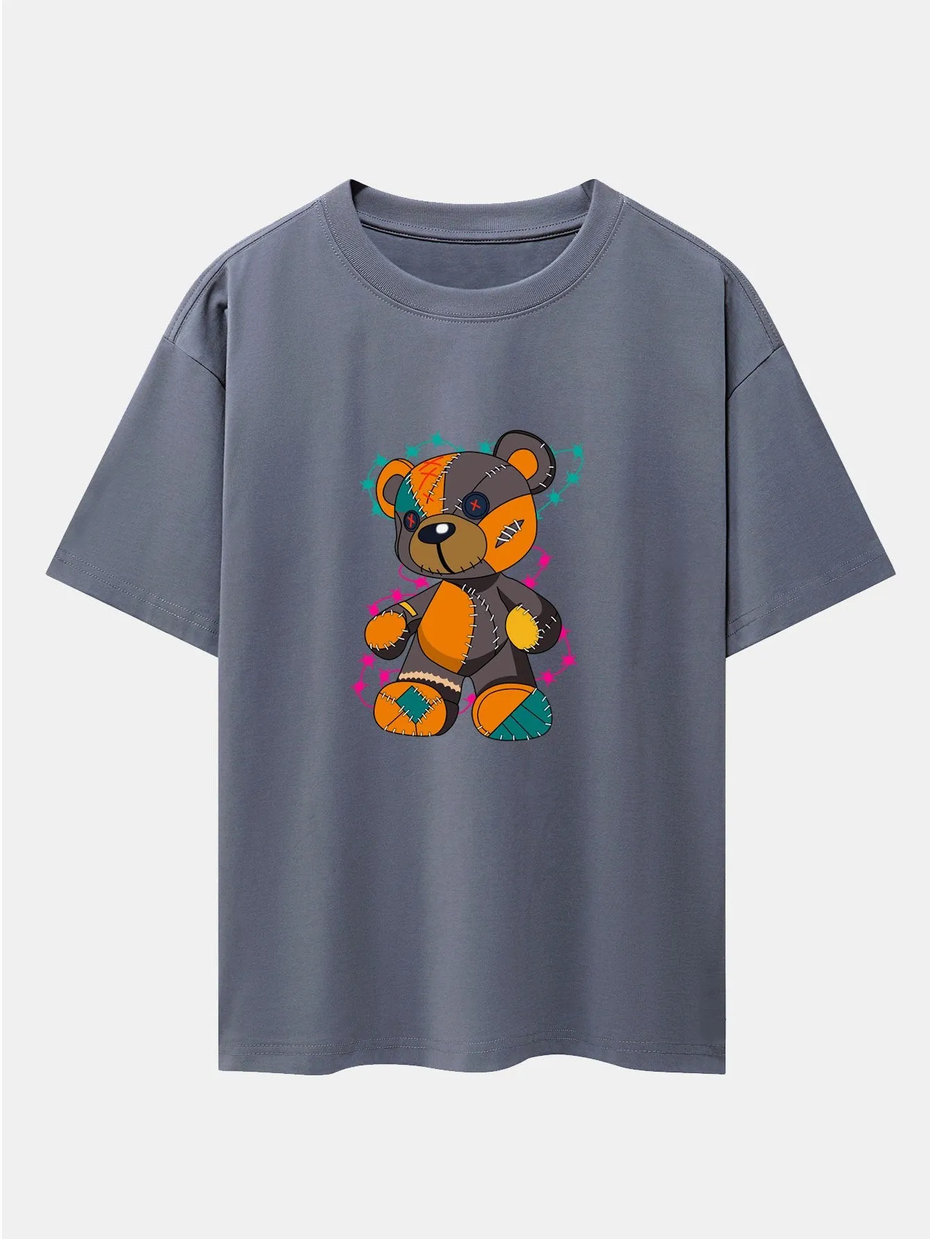 Tattered Bear Print Drop Shoulder Oversize T-Shirt sold by Hoooyi product image thumbnail 5