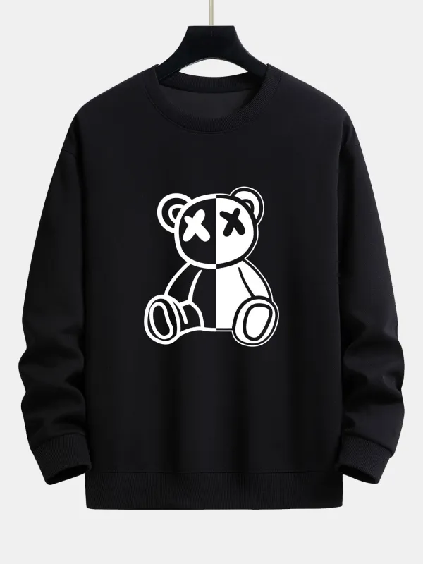 Bear Print Relax Fit Sweatshirt made by Hoooyi