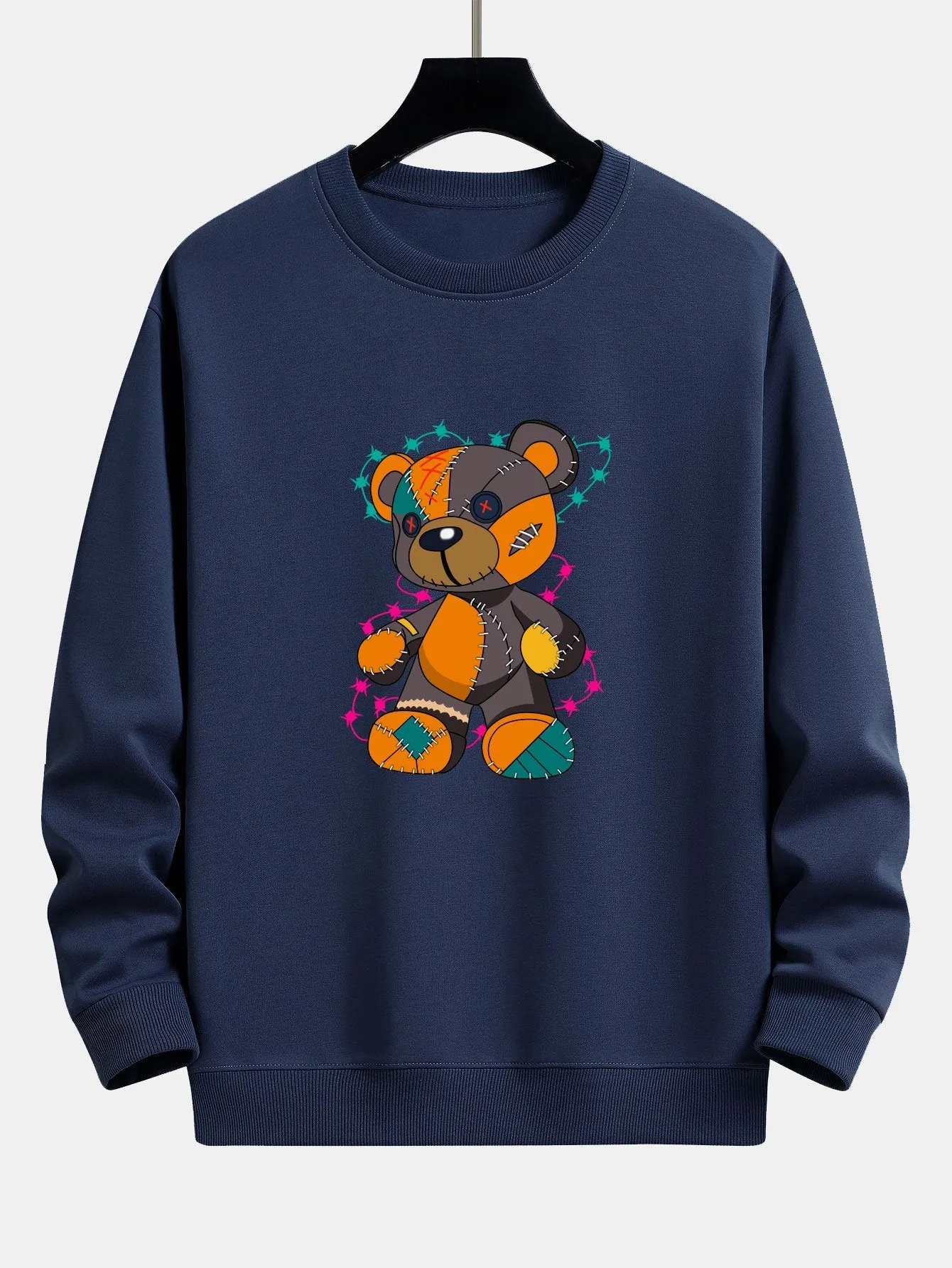 Tattered Bear Print Relax Fit Sweatshirt sold by Hoooyi product image thumbnail 5