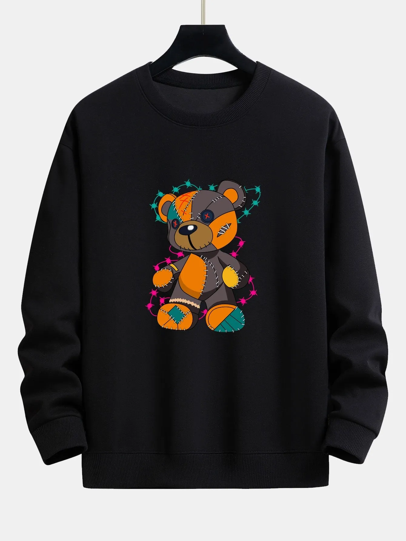Tattered Bear Print Relax Fit Sweatshirt sold by Hoooyi product image thumbnail 2