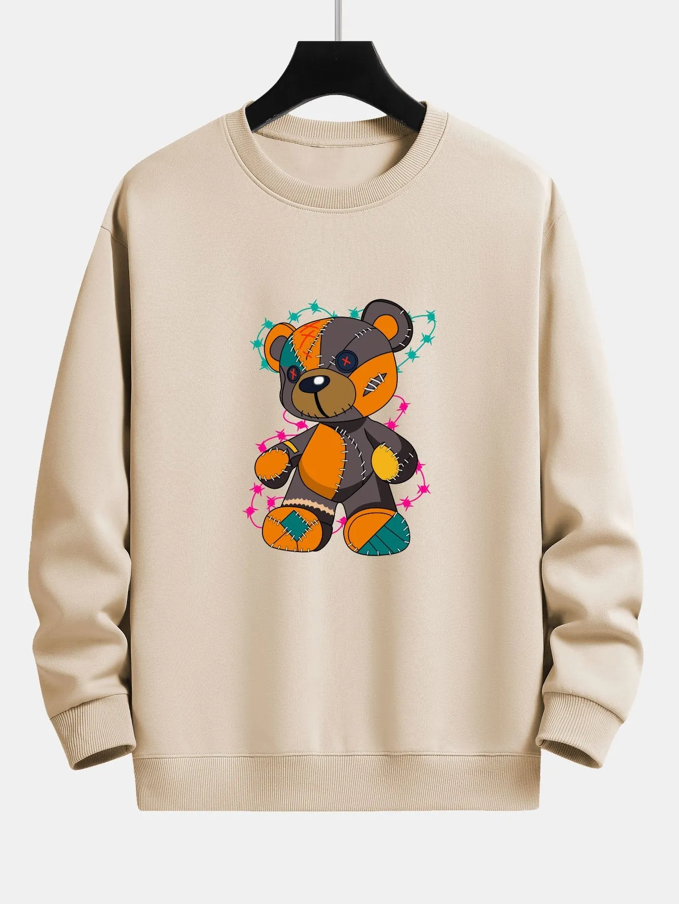 Tattered Bear Print Relax Fit Sweatshirt sold by Hoooyi product image thumbnail 3
