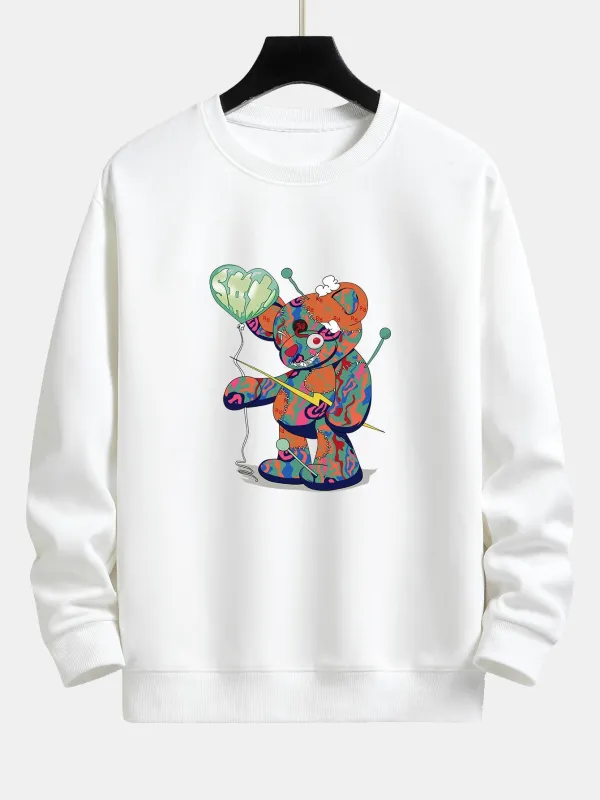 Colorful Tattered Bear Relax Fit Sweatshirt sold by Hoooyi