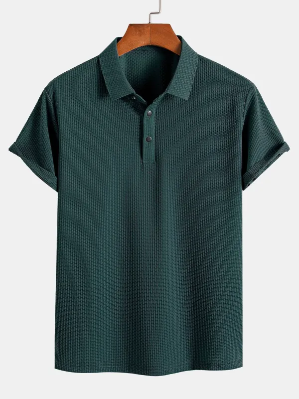Short Sleeve Textured Polo sold by Hoooyi