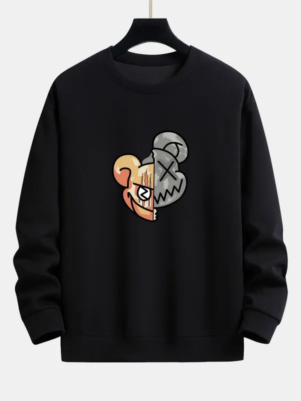 Violent Bear Print Relax Fit Sweatshirt made by Hoooyi