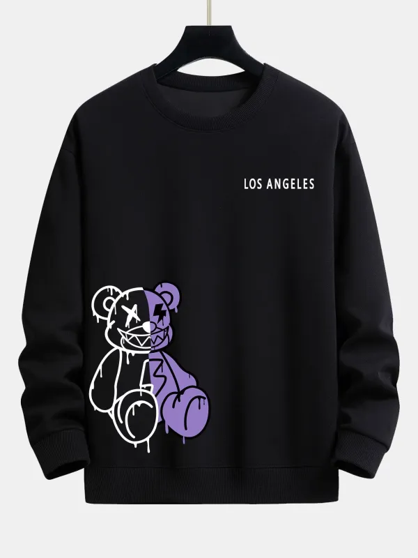 Los Angeles Dissolving Bear Print Relax Fit Sweatshirt sold by Hoooyi