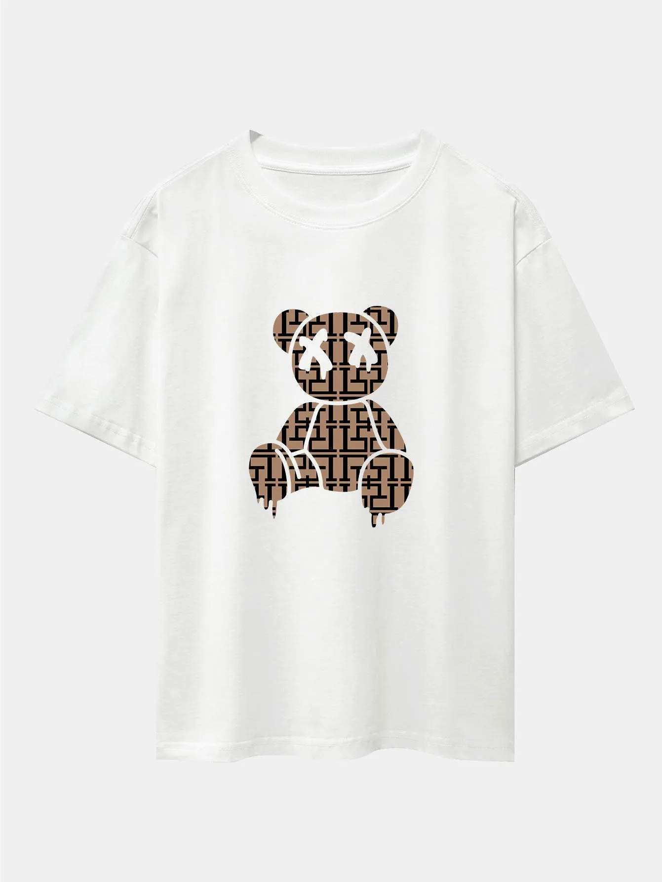 Geometric Dissolving Bear Drop Shoulder Oversize T-Shirt sold by Hoooyi product image thumbnail 2