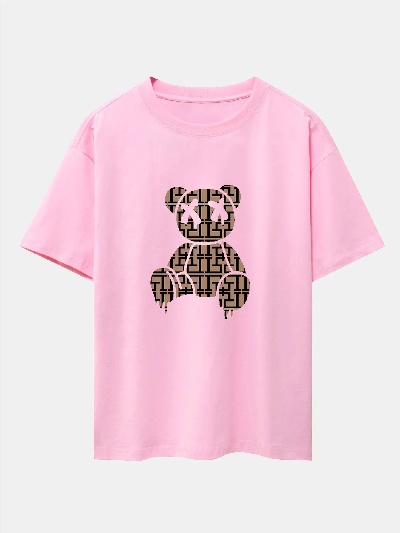 Geometric Dissolving Bear Drop Shoulder Oversize T-Shirt sold by Hoooyi product image thumbnail 4