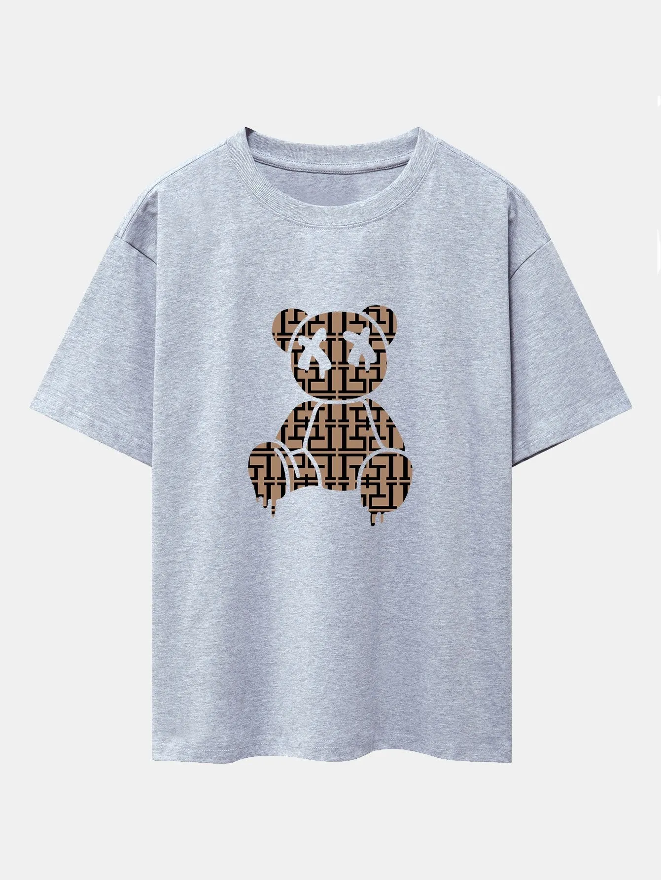 Geometric Dissolving Bear Drop Shoulder Oversize T-Shirt sold by Hoooyi product image thumbnail 5