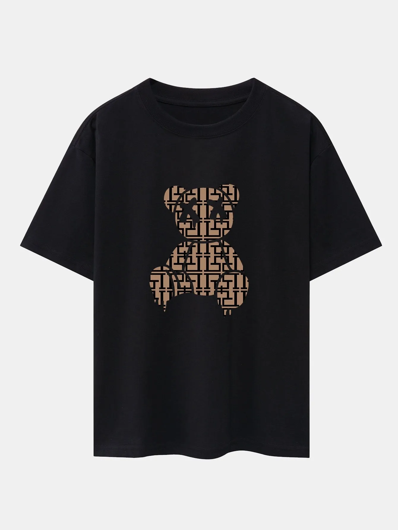 Geometric Dissolving Bear Drop Shoulder Oversize T-Shirt sold by Hoooyi product image thumbnail 3