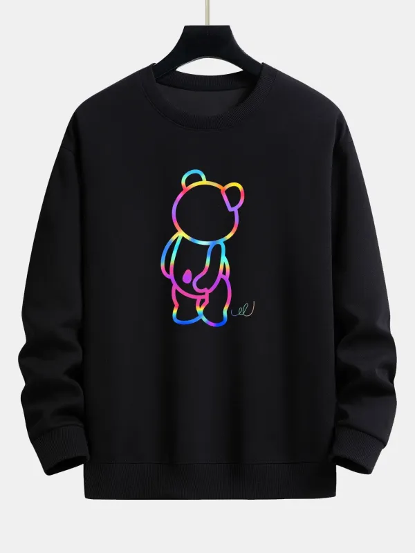 Gradient Bear Print Relax Fit Sweatshirt sold by Hoooyi