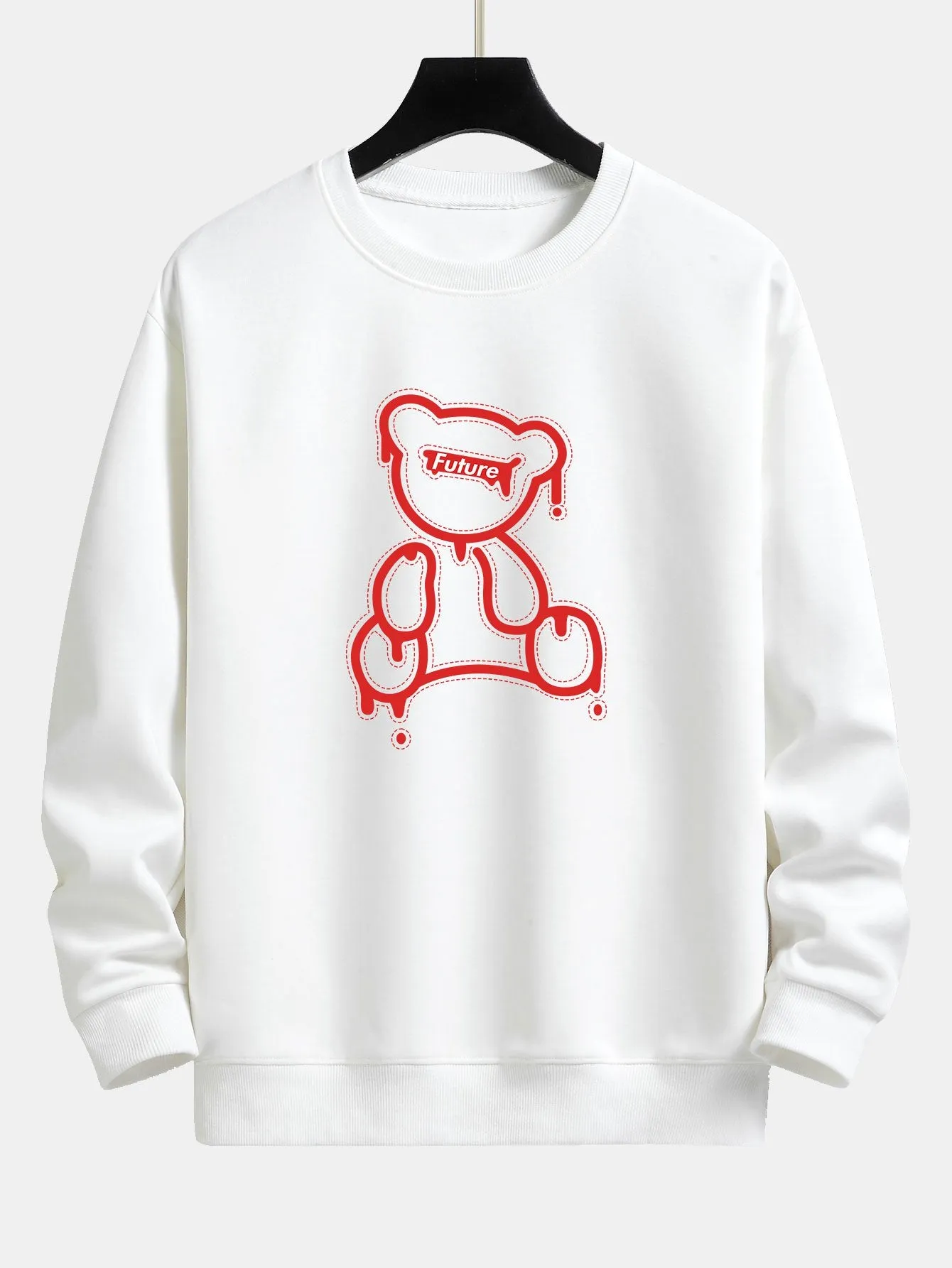 Red Line Bear Print Relax Fit Sweatshirt sold by Hoooyi product image thumbnail 2
