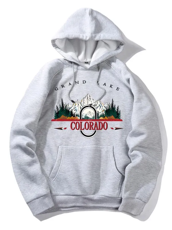Colorado Mountain Print Hoodie made by Hoooyi