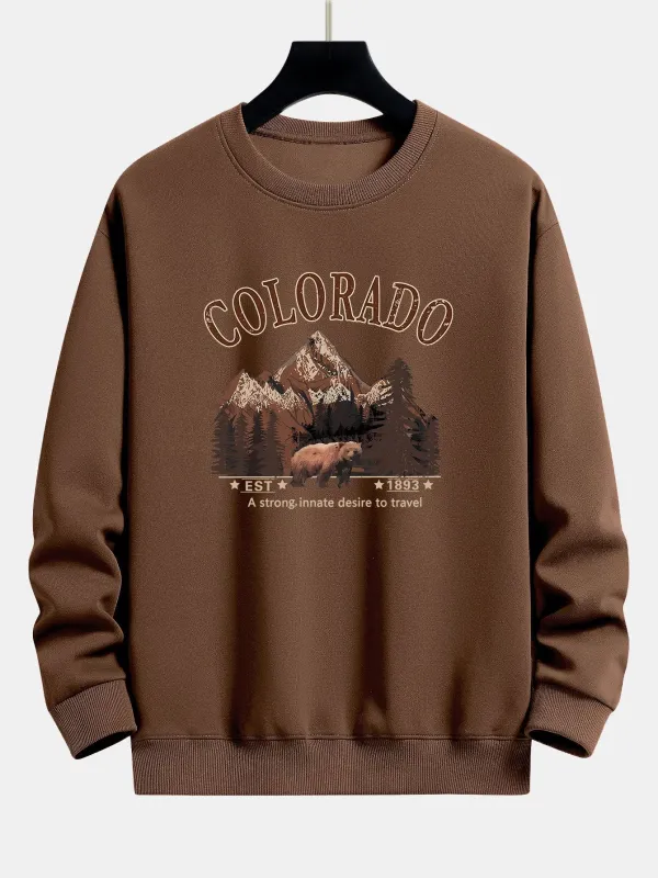 Colorado Bear Print Relax Fit Sweatshirt sold by Hoooyi