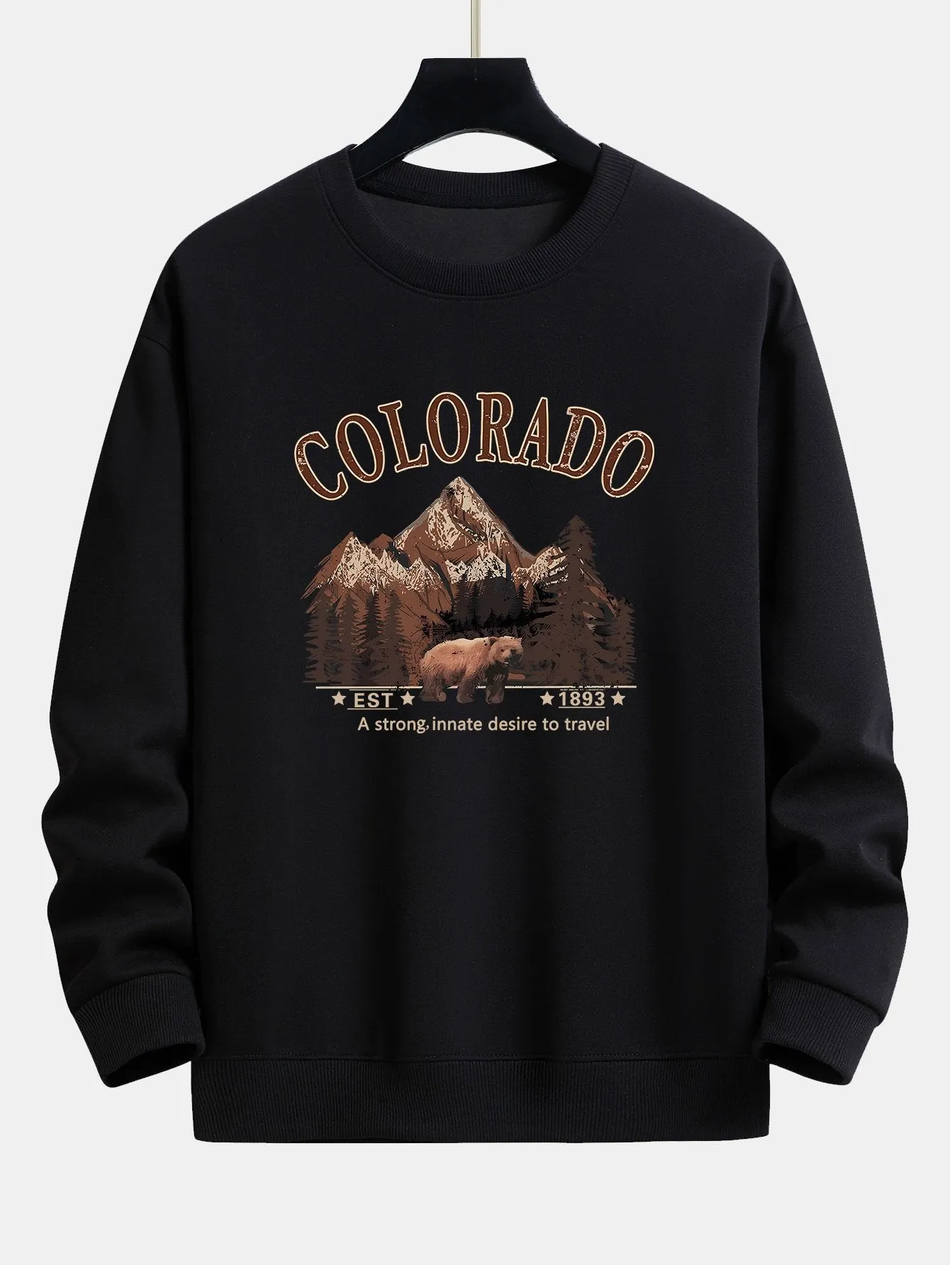 Colorado Bear Print Relax Fit Sweatshirt sold by Hoooyi product image thumbnail 2