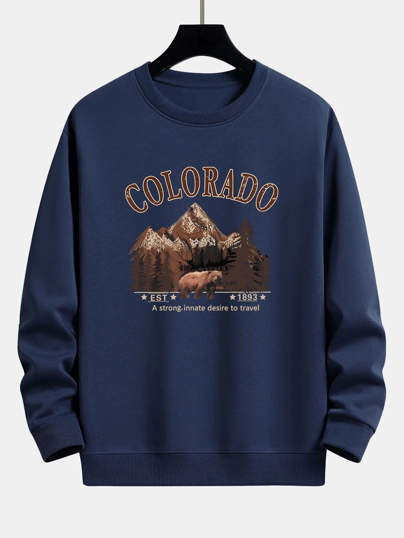 Colorado Bear Print Relax Fit Sweatshirt sold by Hoooyi product image thumbnail 3