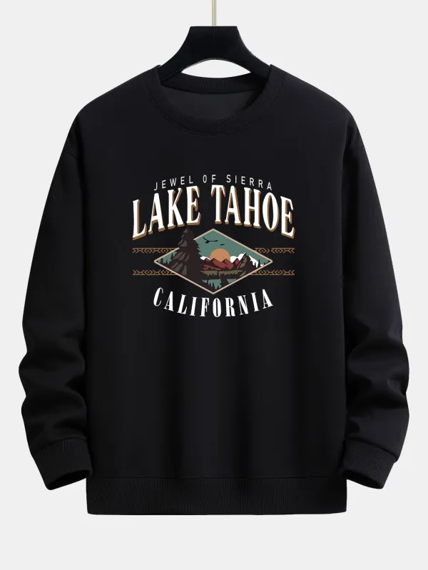 Lake Tahoe Print Relax Fit Sweatshirt sold by Hoooyi