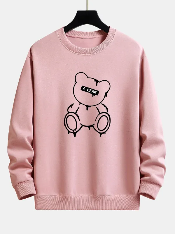 Dissolving Bear Print Relax Fit Sweatshirt sold by Hoooyi