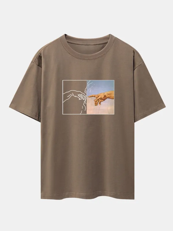 Create Adam Print Drop Shoulder Oversize T-Shirt sold by Hoooyi