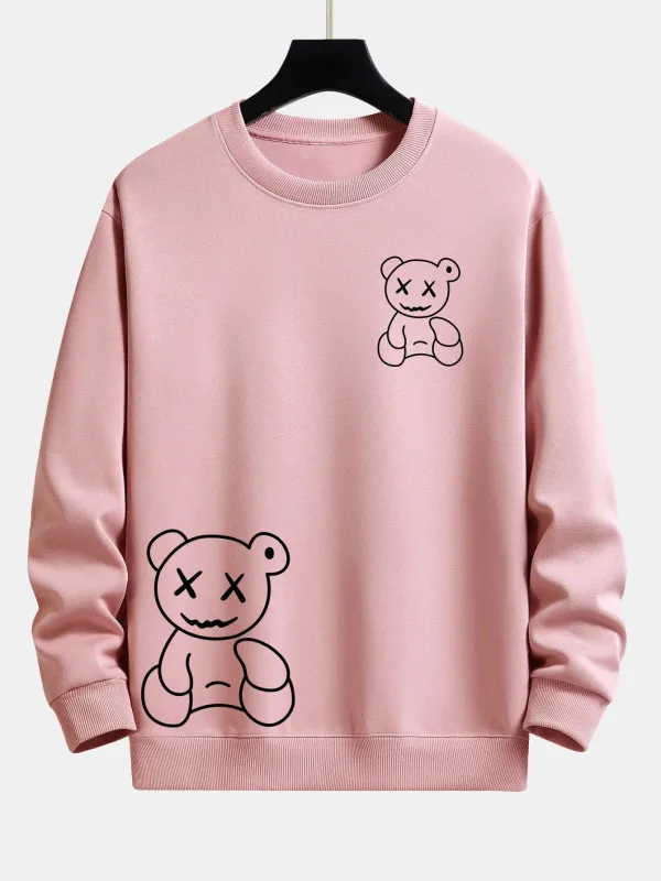 Line Shaped Bear Print Relax Fit Sweatshirt sold by Hoooyi