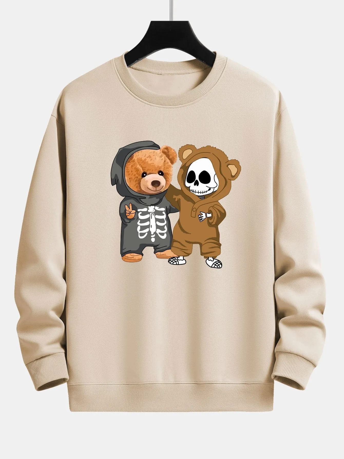 Skeleton Bear Print Relax Fit Sweatshirt sold by Hoooyi product image thumbnail 4