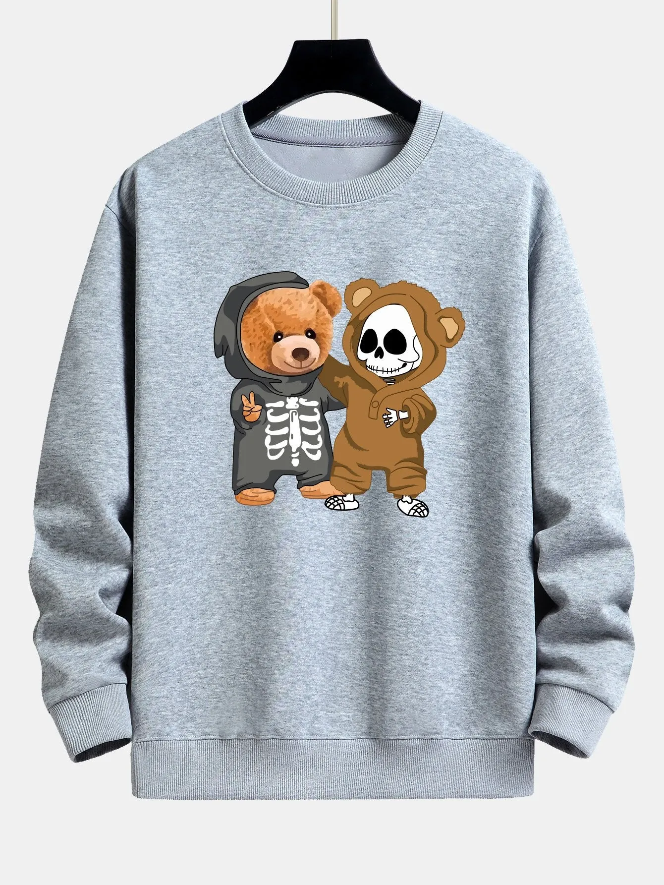 Skeleton Bear Print Relax Fit Sweatshirt sold by Hoooyi product image thumbnail 3
