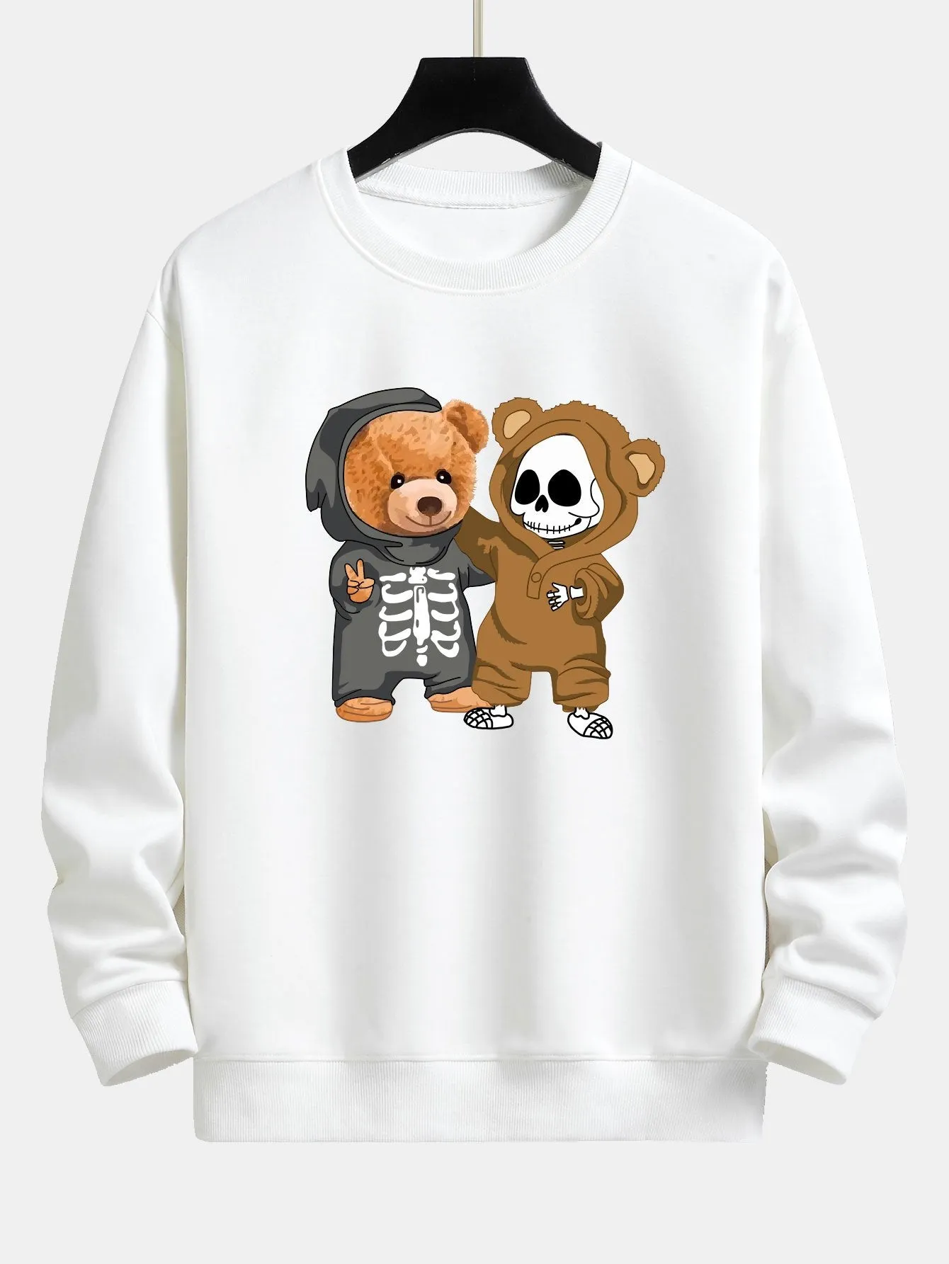 Skeleton Bear Print Relax Fit Sweatshirt sold by Hoooyi product image thumbnail 2