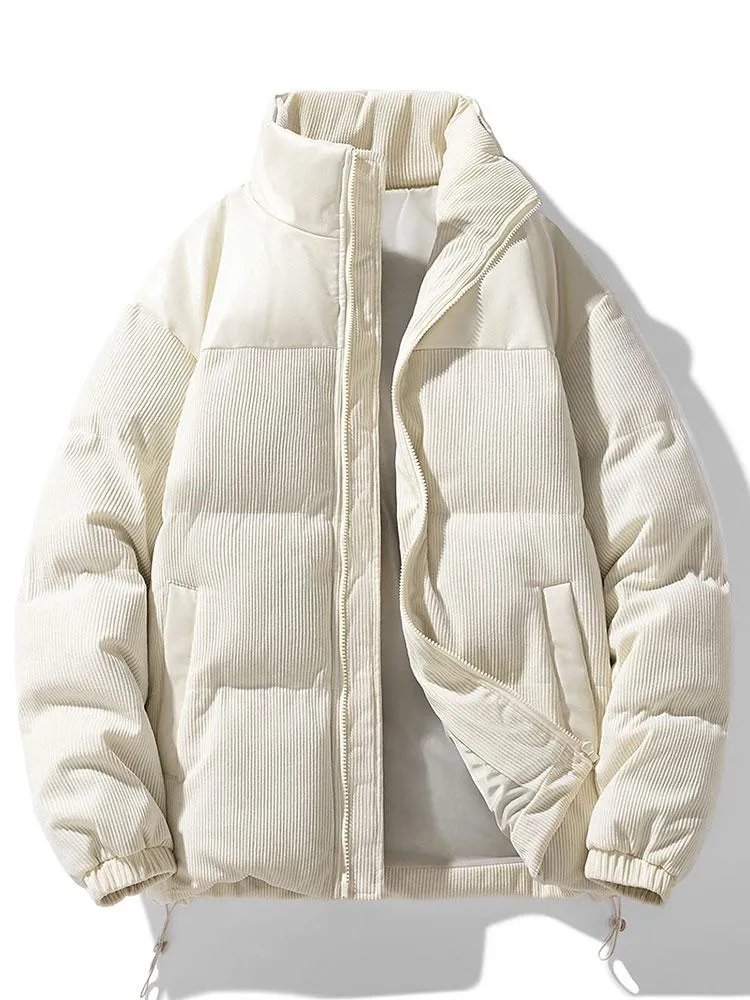 Corduroy PU Patchwork Puffer Coat sold by Hoooyi product image thumbnail 5
