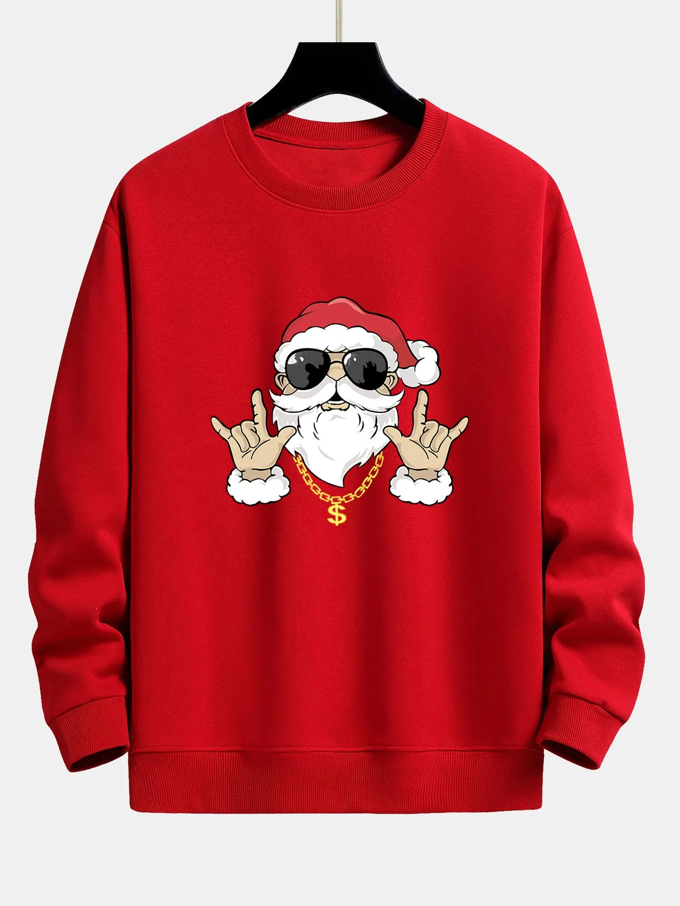Hip Hop Santa Print Relax Fit Sweatshirt sold by Hoooyi product image thumbnail 3